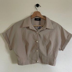Women's Small Cider Cropped Blouse Light Tan